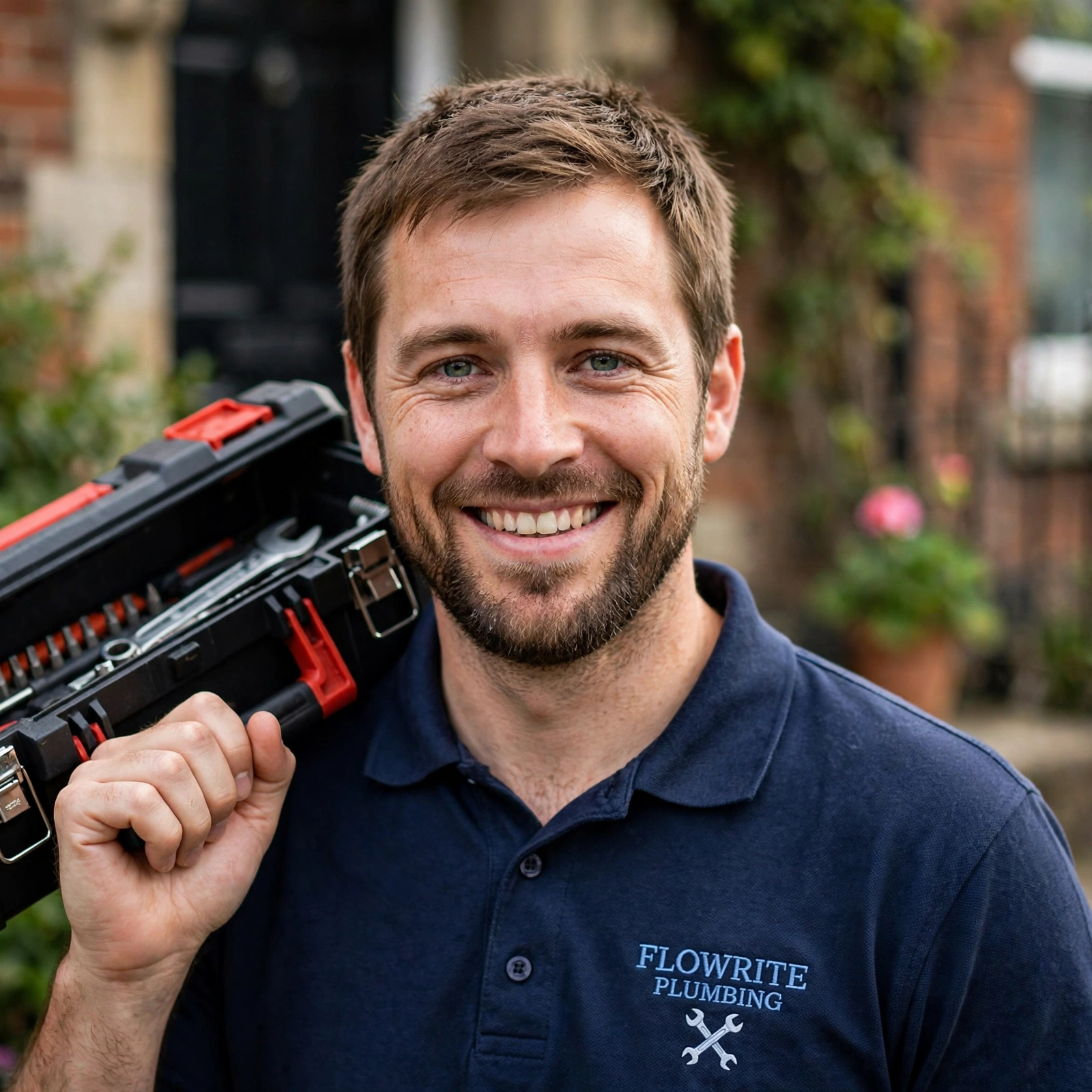 Emergency plumber fixing burst pipe under sink in Stoke home UK